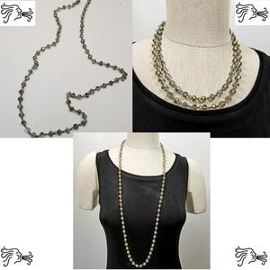 36" 7mm Green Iridescent Crystal Rondelle Necklace